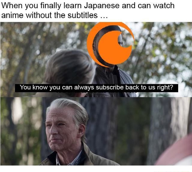 When you finally learn Japanese and can watch anime without the subtitles  You know you can always subscribe back to us right? 