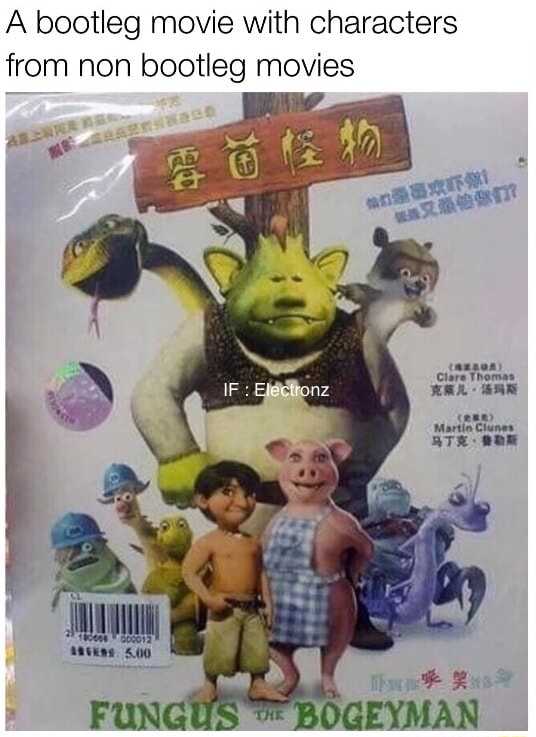 A bootleg movie with characters from non bootleg movies )