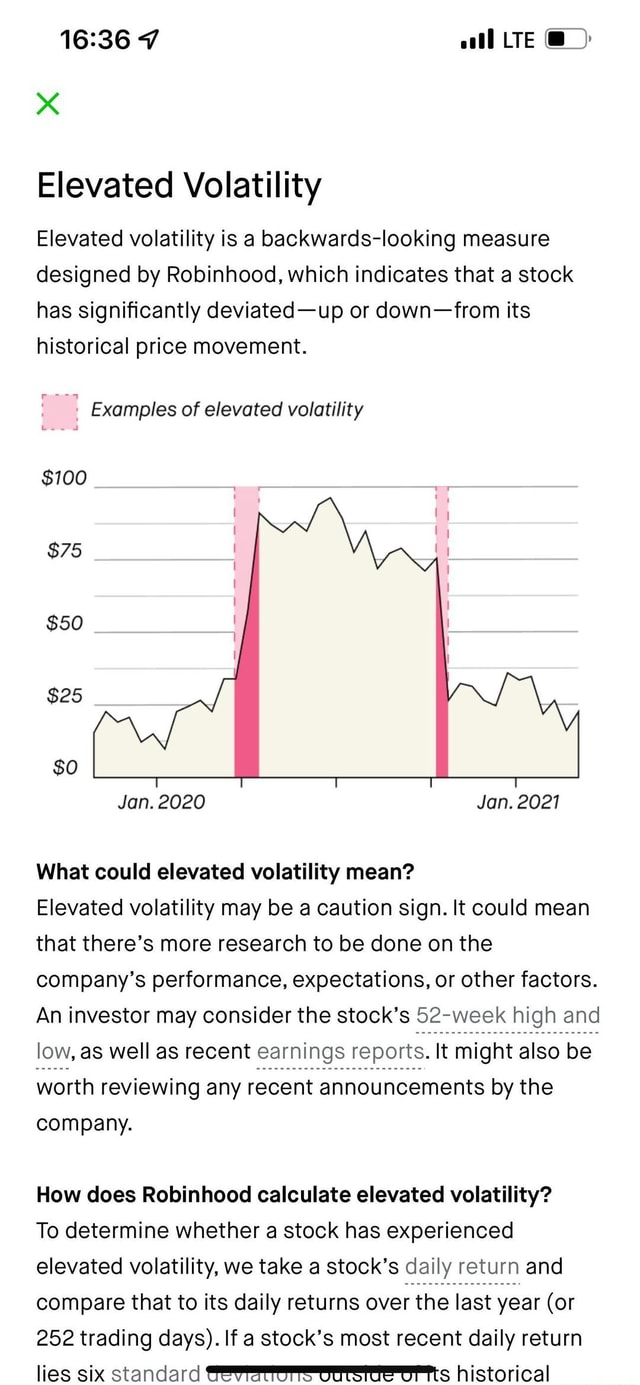 7 LTE Elevated Volatility Elevated volatility is a backwardslooking measure designed by