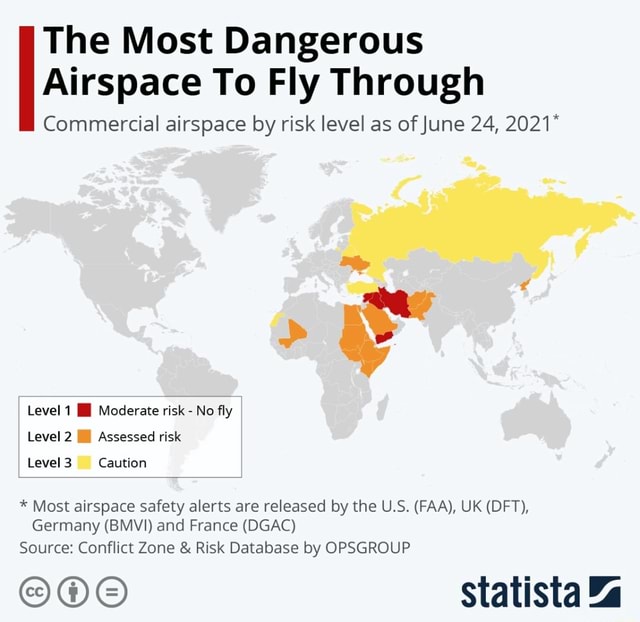 The Most Dangerous Airspace To Fly Through Commercial Airspace By Risk ...