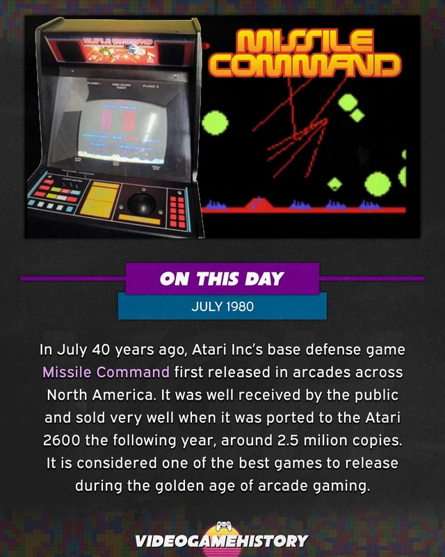 ON THIS DAY In July 40 years ago, Atari Inc's base defense game Missile ...