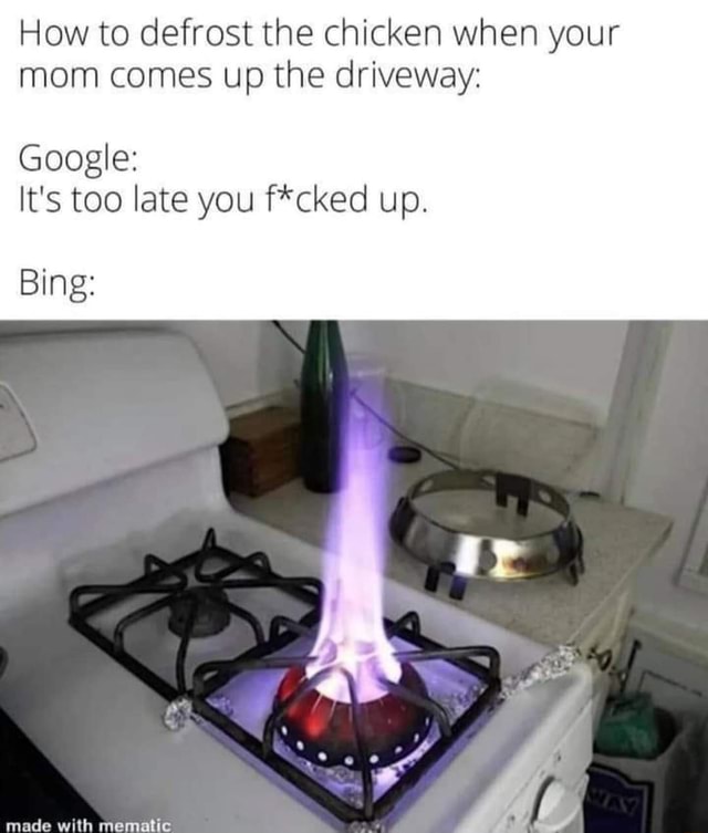 How to defrost the chicken when your mom comes up the driveway Google