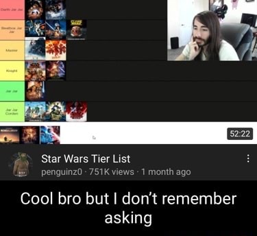 Star Wars Tier List Penguinz0 751K Views 1 Month Ago Cool Bro But I Don ...