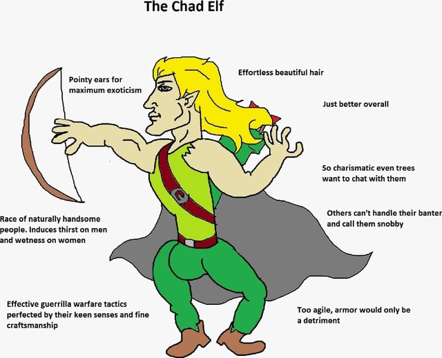 The Chad Elf Effortless beautiful hair Pointy ears for maximum ...