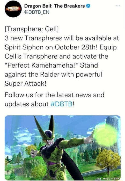 Dragon Ball: The Breakers [Transphere: Cell] 3 new Transpheres will be ...