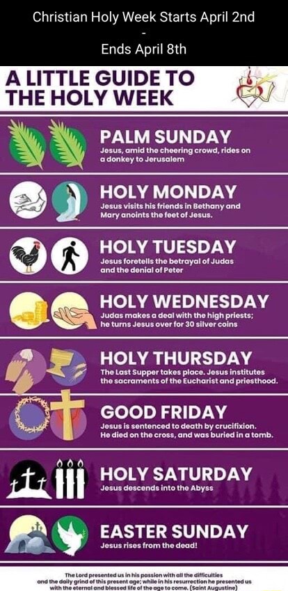 Christian Holy Week Starts April Ends April &th ALITTLE GUIDE TO THE ...