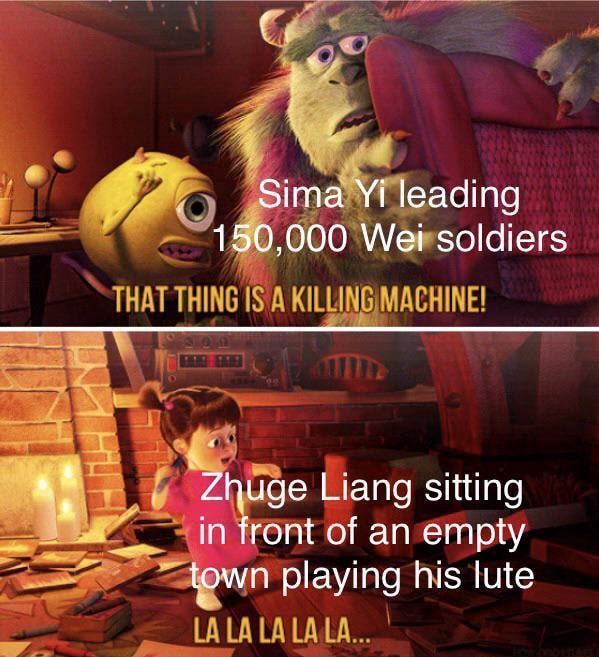 Sima Yt leading 150,000 Wei soldiers Zhuge Liang sitting 