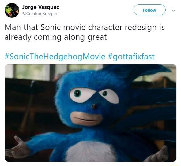 Man that Sonic movie character redesign is already coming along great ...