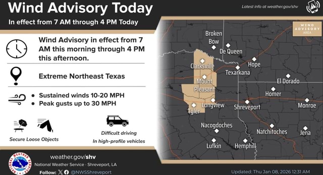 Wind Advisory Today In effect from 7 AM through 4 PM Today I WIND ...