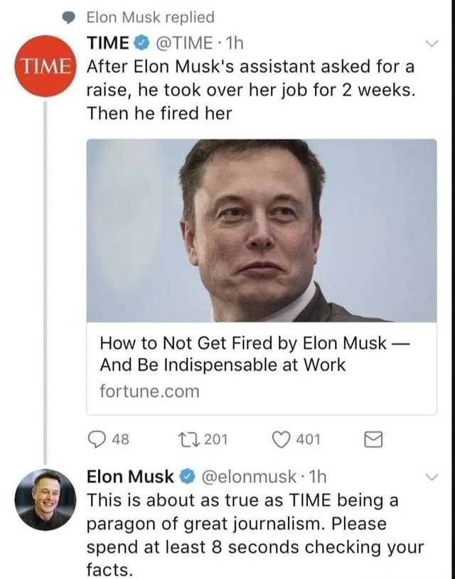 TIMEO TIME *1h After Elon Musk's assistant asked for a raise, he took