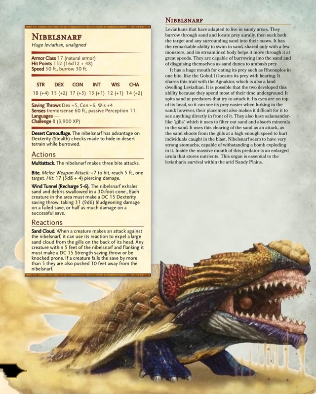 NIBELSNARF Huge leviathan, unaligned Armor Class 17 (natural armor) Hit