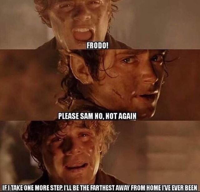 FRODO! PLEASE SAM HO, NOT AGATM TAKE ONE MORE STEP I'LL BE THE FARTHEST ...