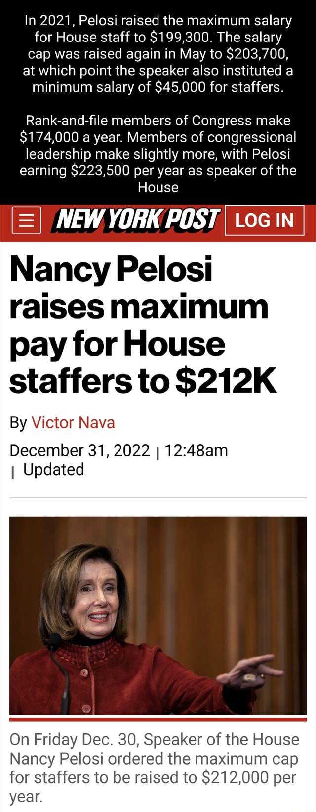 In 2021, Pelosi Raised The Maximum Salary For House Staff To $199,300 ...