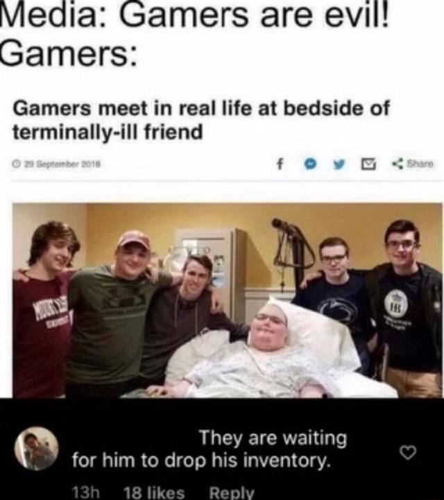 Gamers meet in real life at bedside of terminally-ill friend - BBC News
