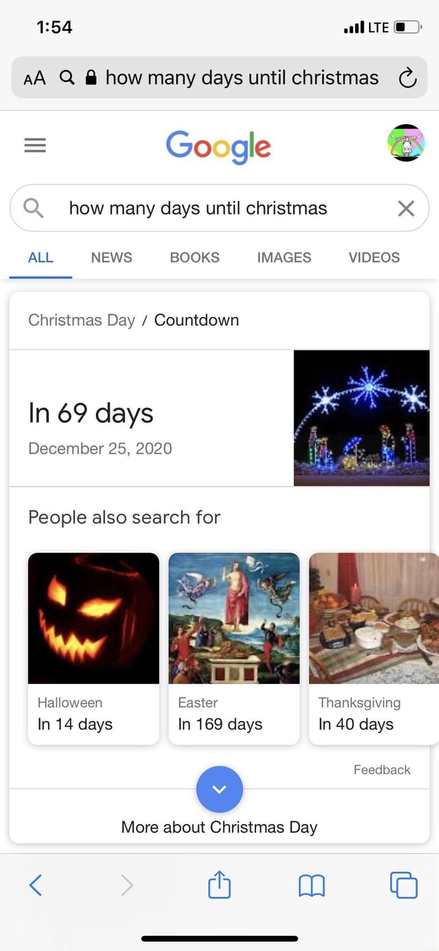 LTE aA Q how many days until christmas Google how many days until