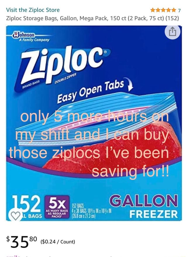 Visit the Ziploc Store Ziploc Storage Bags, Gallon, Mega Pack, 150 ct
