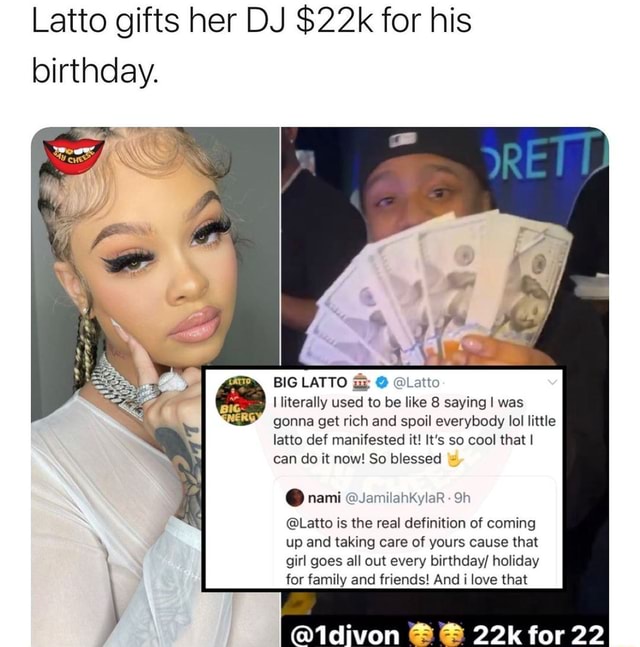 Latto gifts her DJ for his birthday. BIG LATTO @ @Latto literally used
