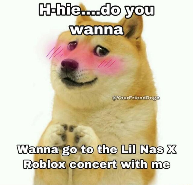 Doge Wanna Go To The Lil Nas Roblox Concert With Me - lil nas roblox memes