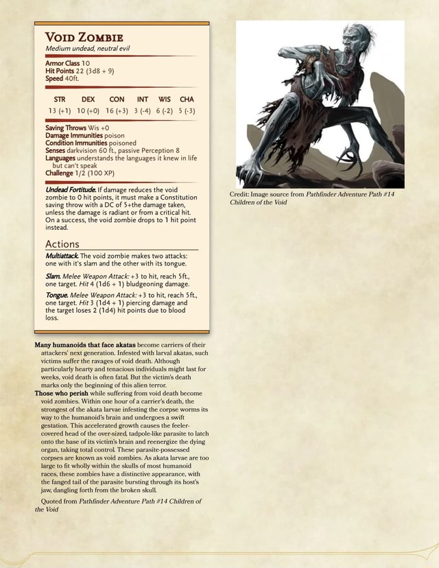 VorID ZOMBIE Medium undead, neutral evil Armor Class 10 Hit Points 22