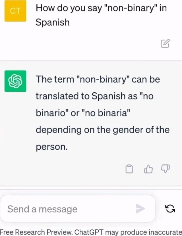 How do you say "nonbinary" in Spanish The term "nonbinary" can be