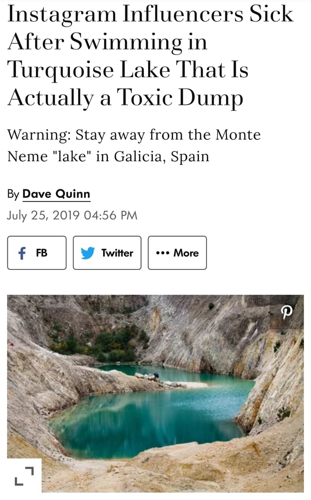 Instagram Influencers Sick After Swimming in Turquoise Lake That Is