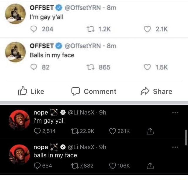 OFFSET By I'm gay y'all OFFSET DOF Balls in my face Comment nope @ i'm ...