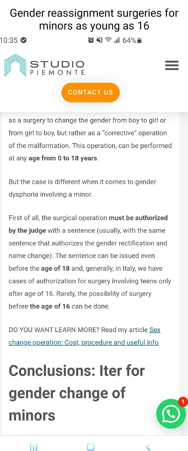 gender reassignment for minors