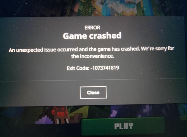 ERROR Game crashed An unexpected issue occurred and the game has ...