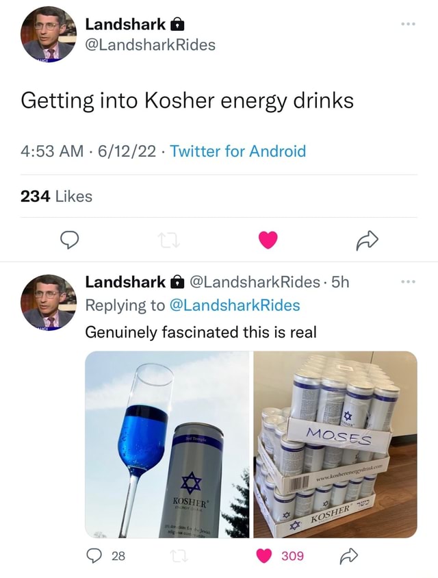 Be LandsharkRides Getting into Kosher energy drinks AM Twitter for