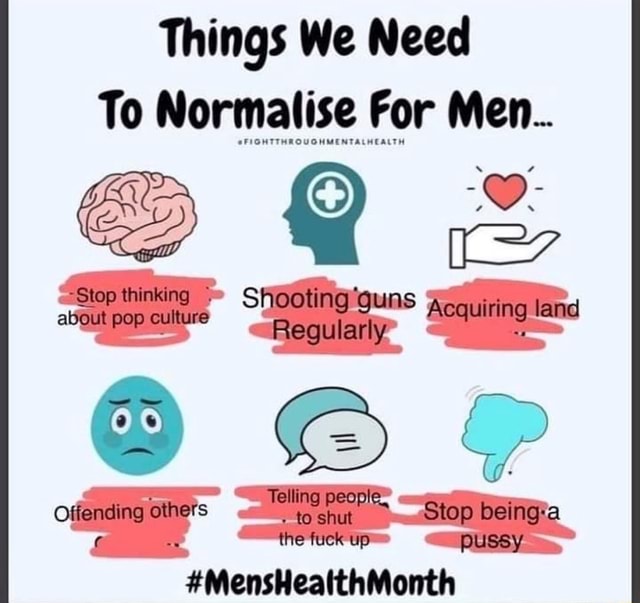 Things We Need To Normalise For Men... FIGHTTHROUGHMENTALHEALTH Stop ...