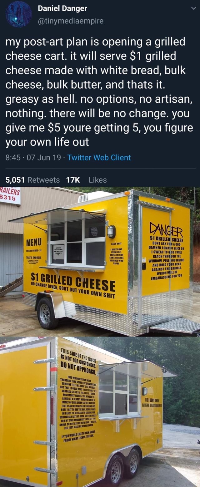 ©tinymediaempire my postart plan is opening a grilled cheese cart. it