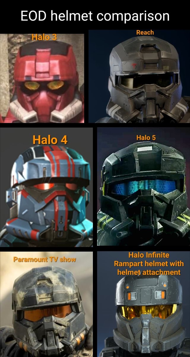 EOD helmet comparison Reach Halo 4 ~ I Halo Infinite TY Rampart helmet ...