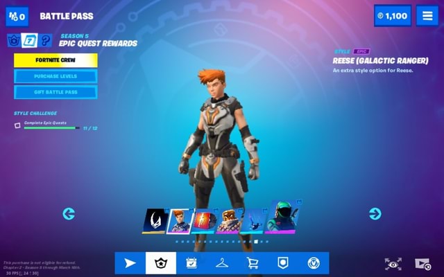 BATTLE PASS FORTNITE CREW Compiete Epic Quests EPIC QUEST REWARDS 1,100