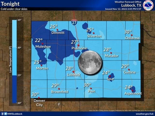 Tonight Cold under clear skies Issued Nov 12, 2022 PM CST Matador, Post