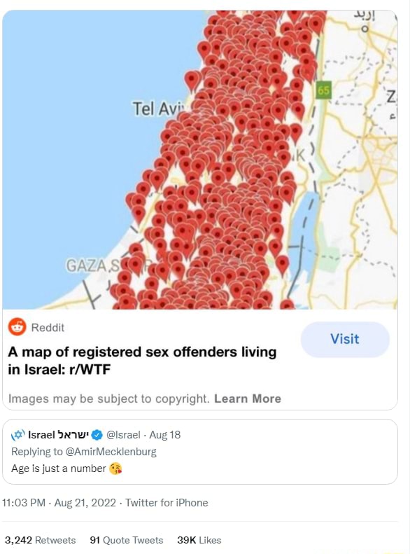 A Map Of Registered Sex Offenders Living In Israel Visit Images May Be 1 
