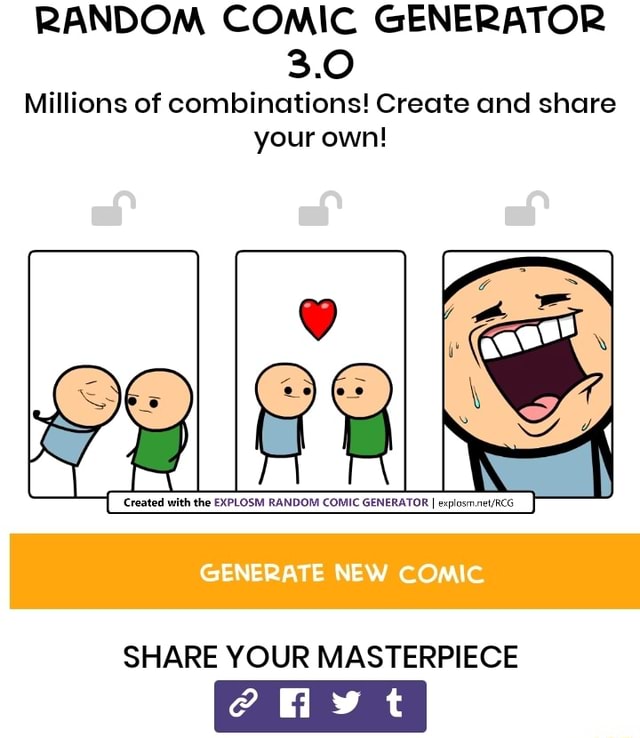 RANDOM COMIC GENERATOR 3.0 Millions of combinations! Create and share