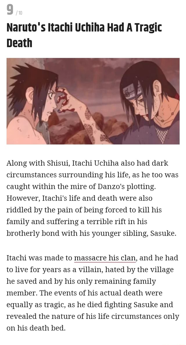 /10 Naruto's Itachi Uchiha Had A Tragic Death Along with Shisui, Itachi
