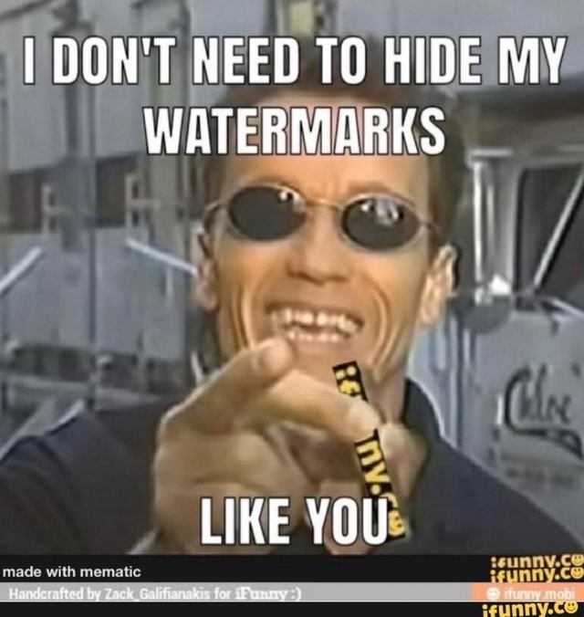 I DON'T NEED TO HIDE MY WATERMARKS LIKE YOU - iFunny