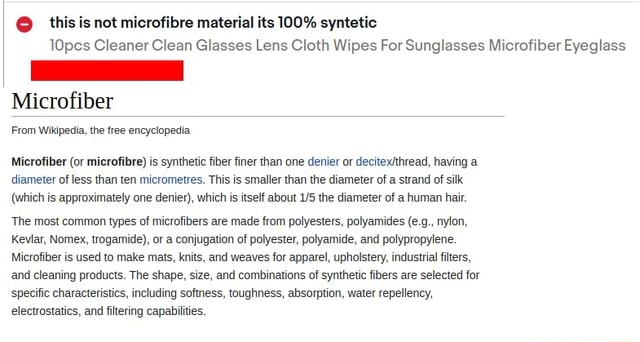 This is not microfibre material its 100% syntetic 10pes Cleaner Clean ...