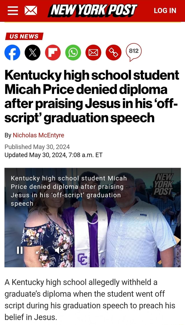 POST Kentucky high school student Micah Price denied diploma after ...