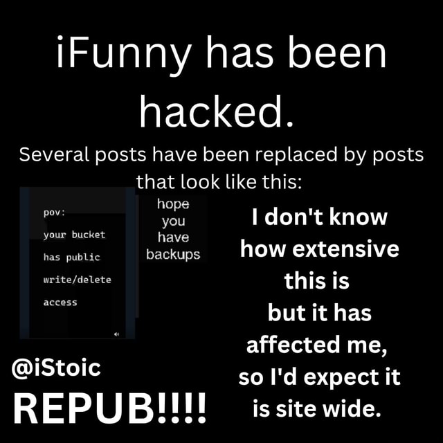 IFunny has been hacked. Several posts have been replaced by posts that ...
