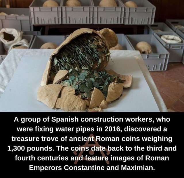 I A group of Spanish construction workers, who were fixing water pipes