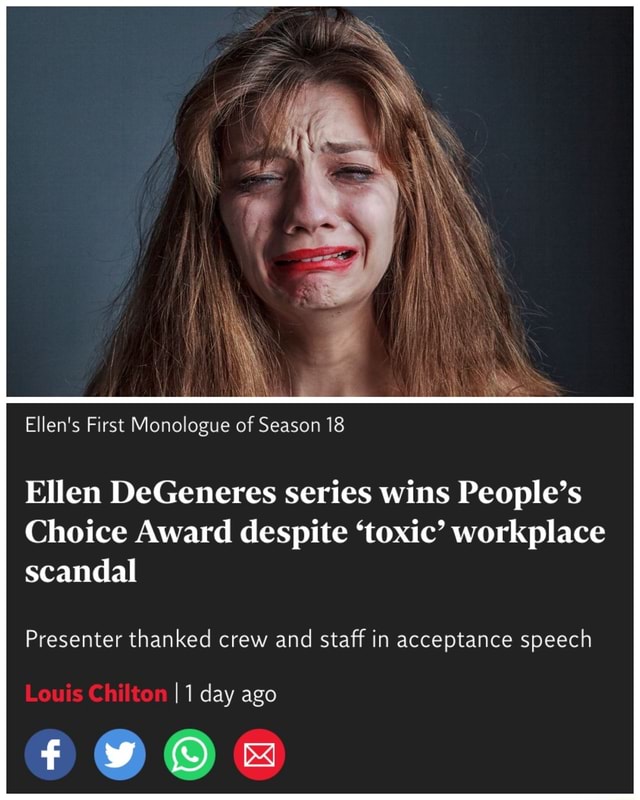 Ellens First Monologue Of Season 18 Ellen Degeneres Series Wins Peoples Choice Award Despite