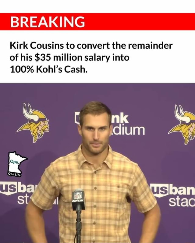 BREAKING: Kirk Cousins pregame message presented by Kohl's Cash! 