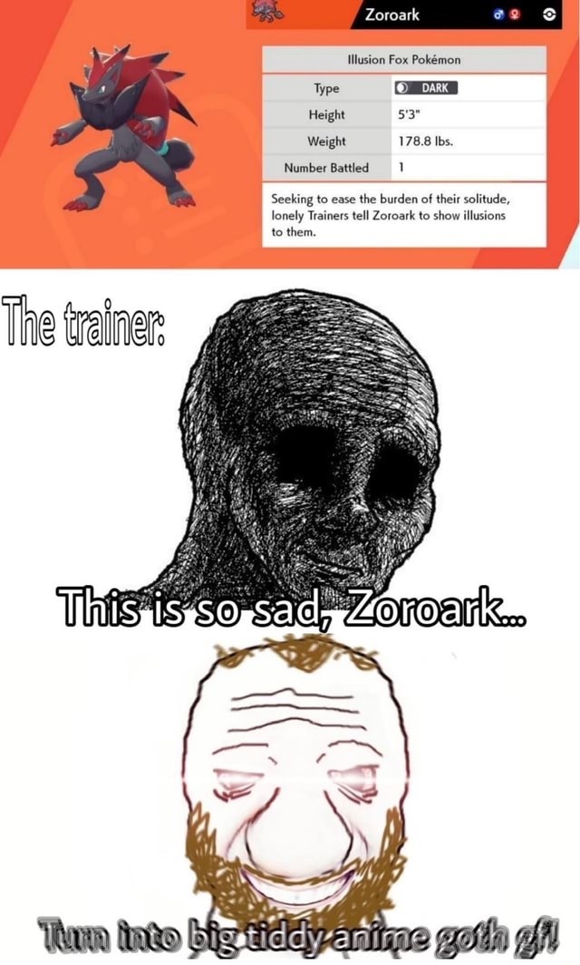Zoroark Illusion Fox Pokmon Type Height 5'3" Weight 178.8 lbs. Number
