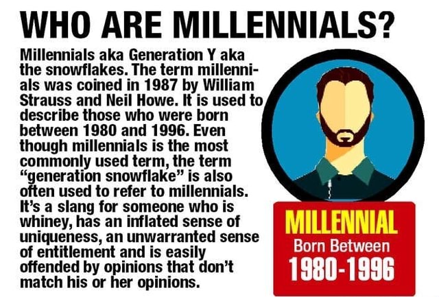 WHO ARE MILLENNIALS? Millennials Aka Generation Y Aka The Snowflakes ...