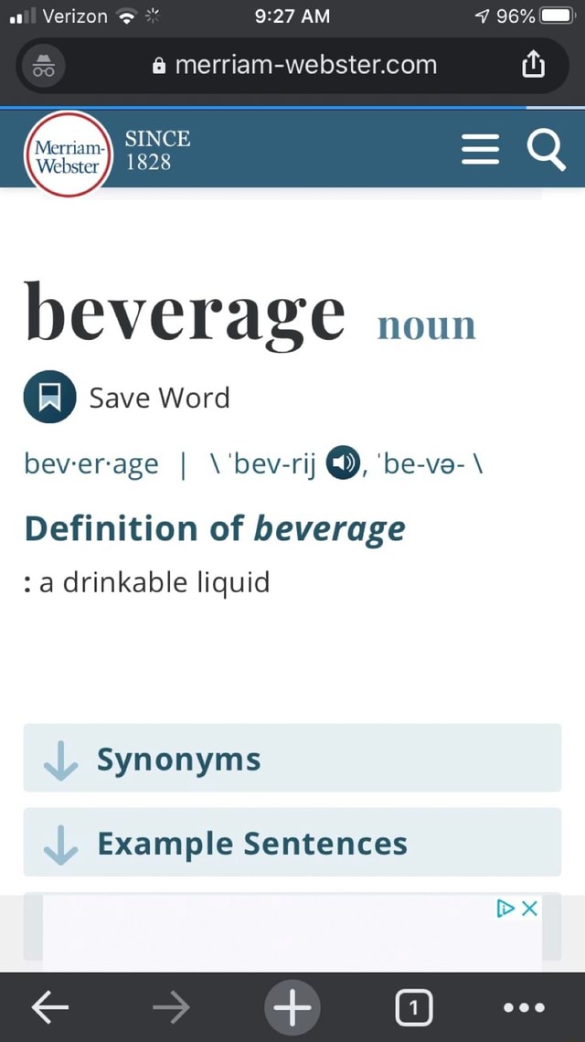 8 ri SINCE 1828 beverage noun © Save Word