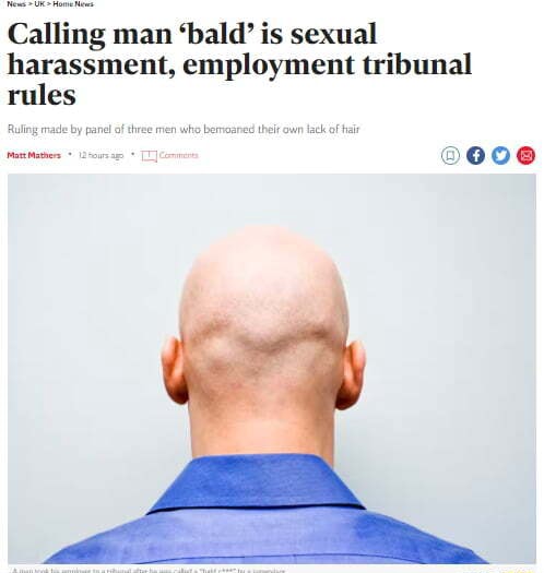 Calling Man Bald Is Sexual Harassment Employment Tribunal Rules Ruling Ma Of Three Men Who 