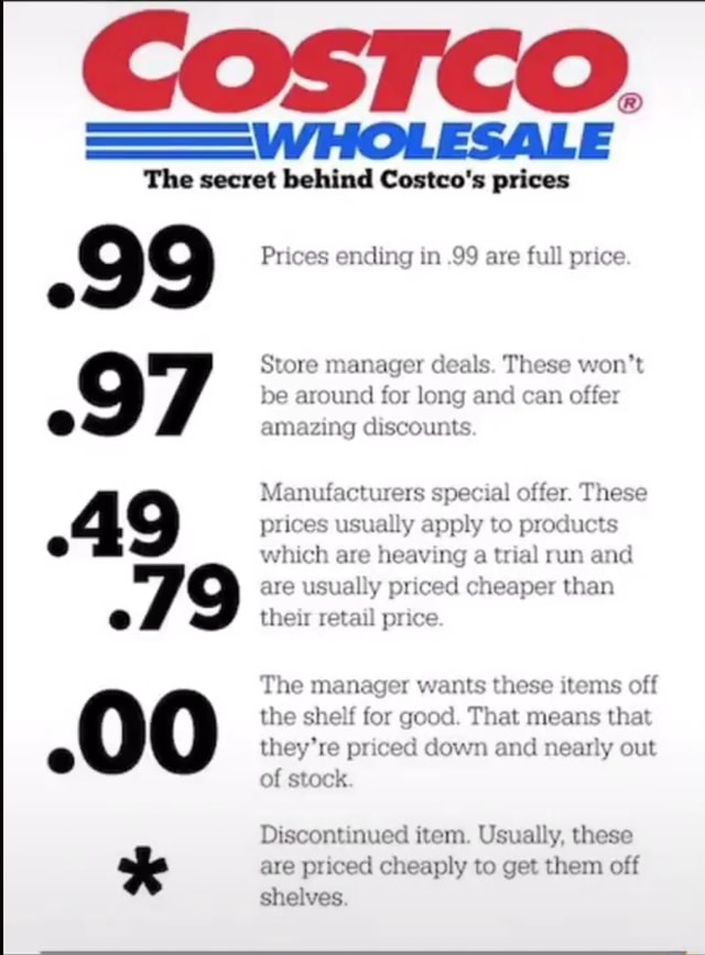 WHOLESALE The secret behind Costco's prices ag Prices ending in .99 are