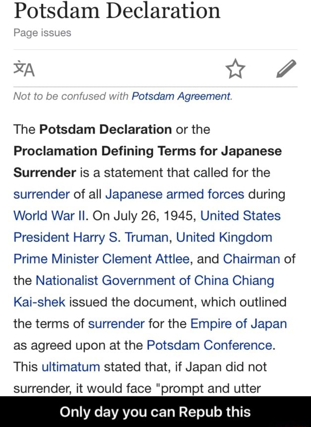 Potsdam Declaration Page lssues The Potsdam Declaration or the